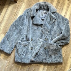 Free People Baby Blue  Faux Fur Jacket